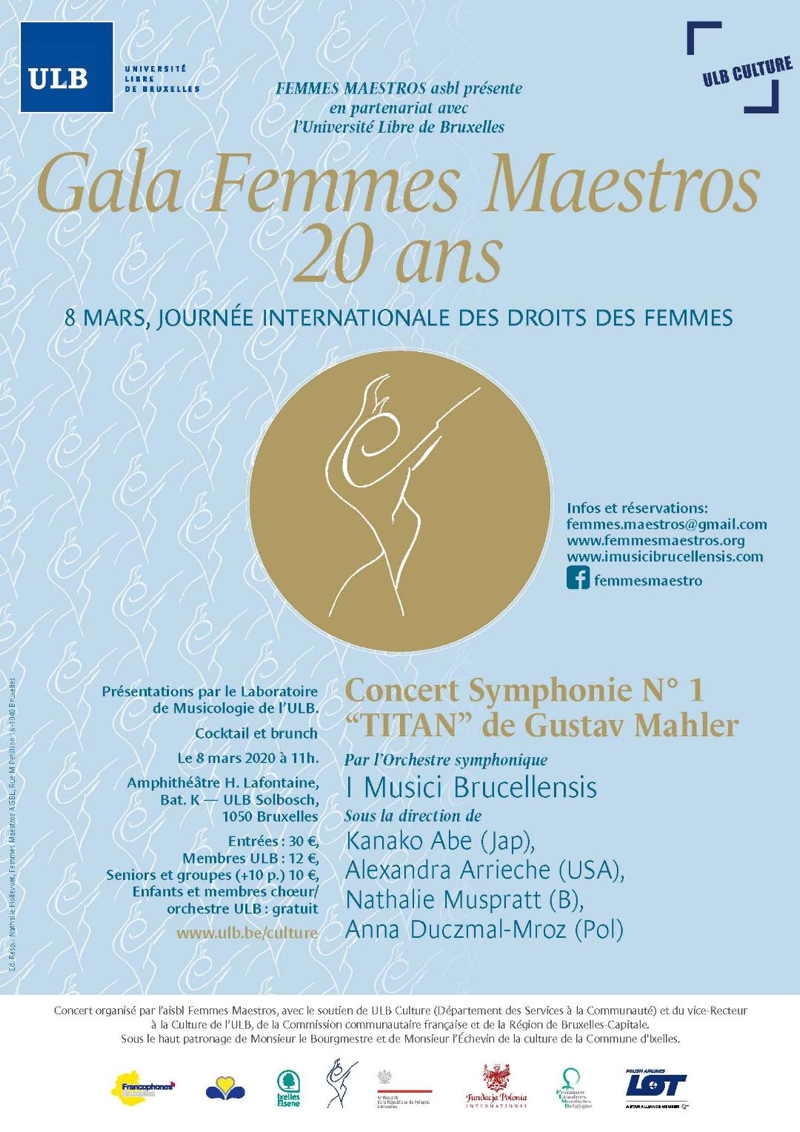 Affiche. ULB. Gala des Femmes Maestros 20 ans. 2020-03-08